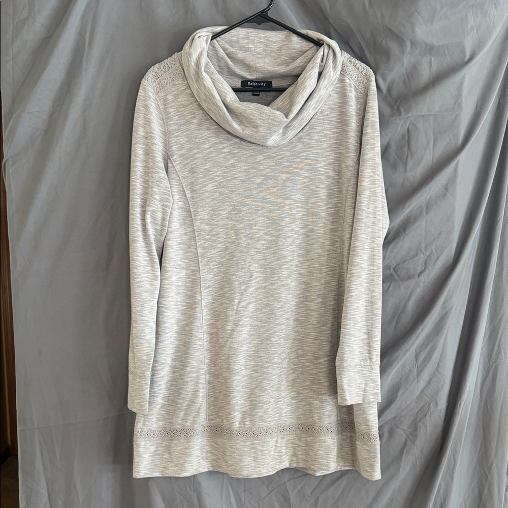 Relativity Light Gray Cowl Neck Sweater
